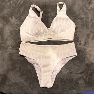 White Ribbed Bikini Set